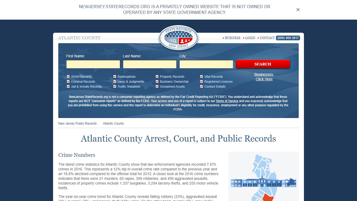 Atlantic County Arrest, Court, and Public Records